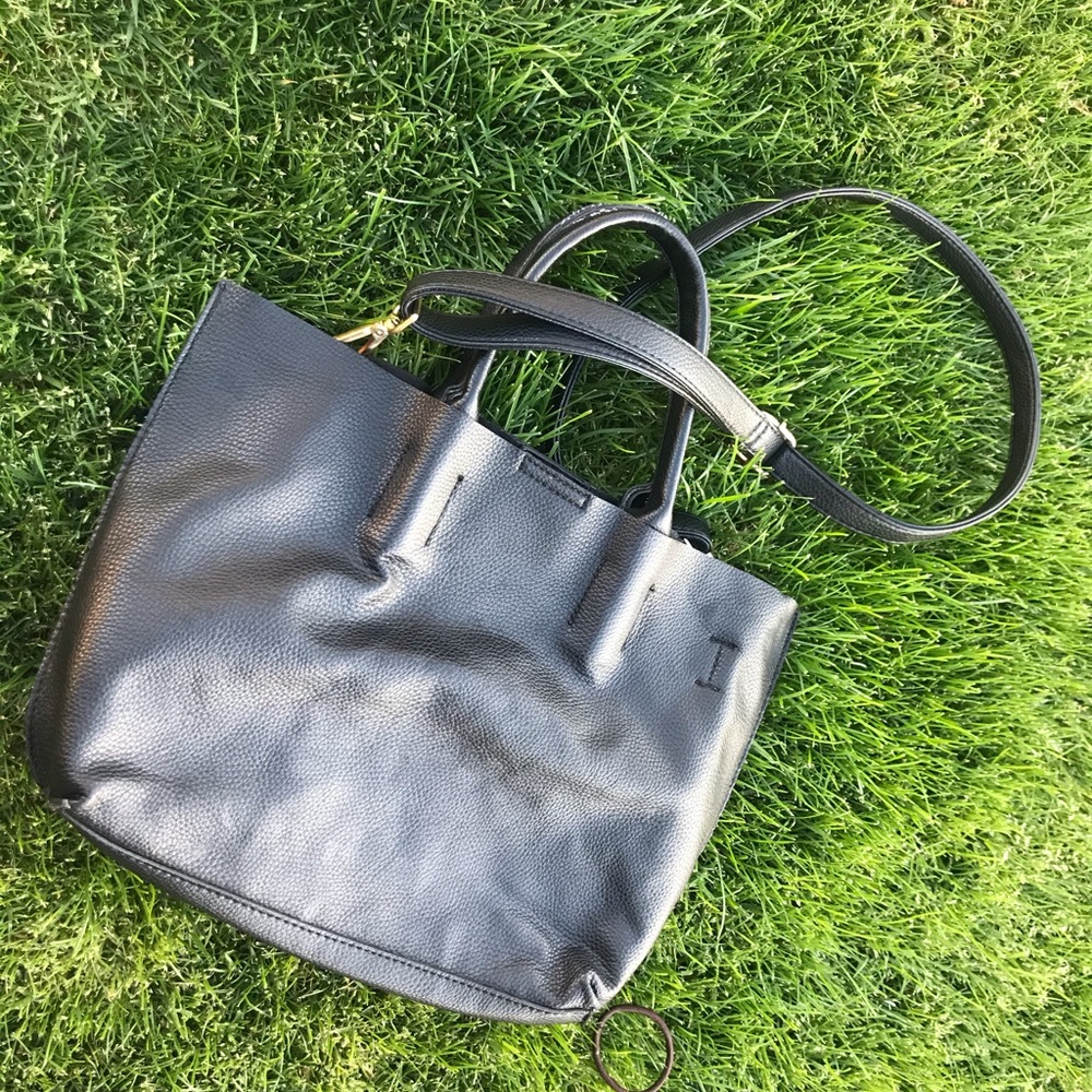 Black Faux Leather Crossbody Bag